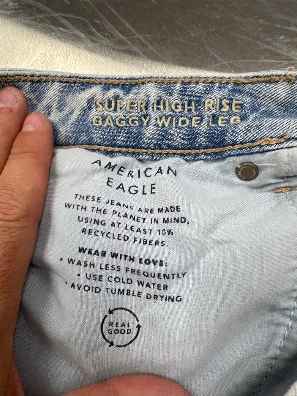 American Eagle Outfitters Light Blue Wide-Leg Jeans Women’s 12 - Picture 4 of 13
